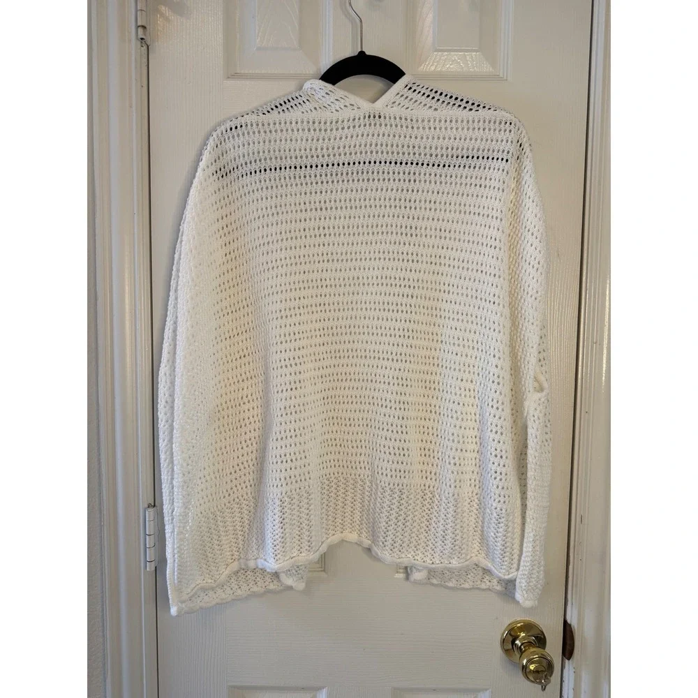 J. Crew White Open Knit Sleeveless Cardigan‎ Coastal Grandma Cotton Sweater
